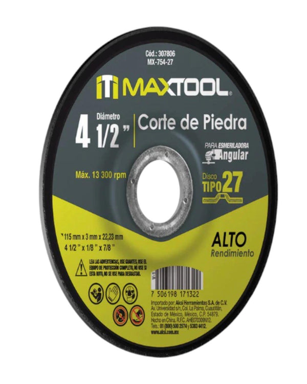 Disco Corte De Piedra 4 1/2 X 3mm Tipo 27 307806  Iti Maxtool
