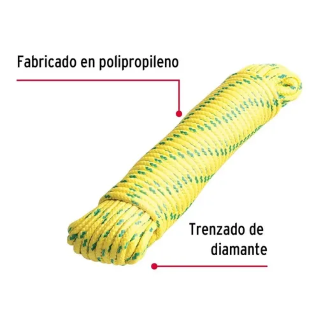 Piola Polipropileno Trenzada 4MM Amarillo 15M 132601 AKZI
