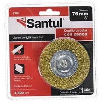 Carda Circular 3 P/Taladro Zn Co 1/4 Alambre Grueso Acero Inox Santul