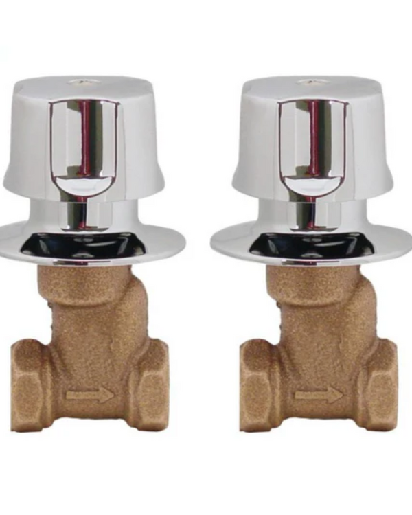 JGO. DE LLAVES DE EMPOTRAR INDIVIDUAL P/REGADERA CUERPO BRONCE ROSCABLES C/CERAMICO FONTANERY