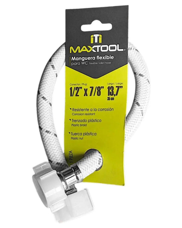 Manguera Flexible De Vinil Para Wc 1/2 X 7/8 35cm Con Tuerca Plastica 307631 Iti Maxtool