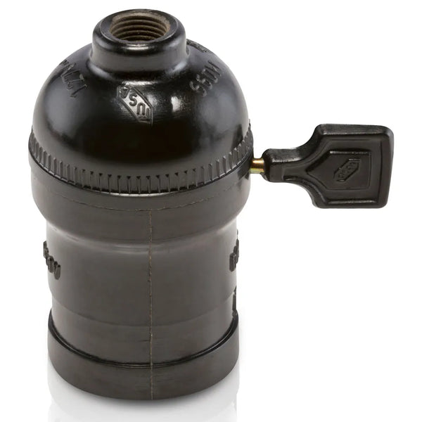 Portalámparas de Baquelita con Interruptor de Llave