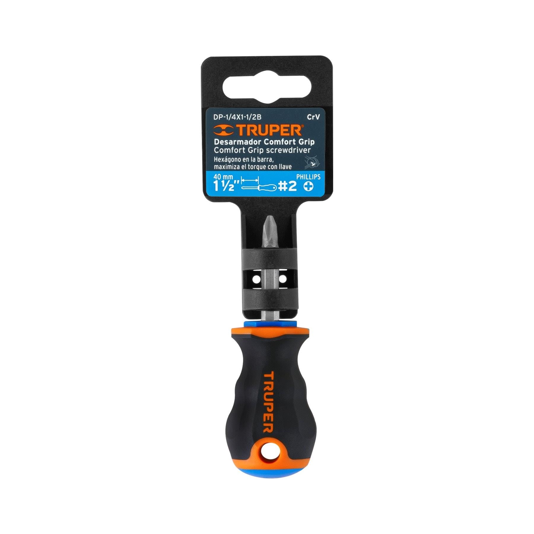 Desarmador de cruz 1/4 x 1-1/2 mango Comfort Grip, Truper, 14073