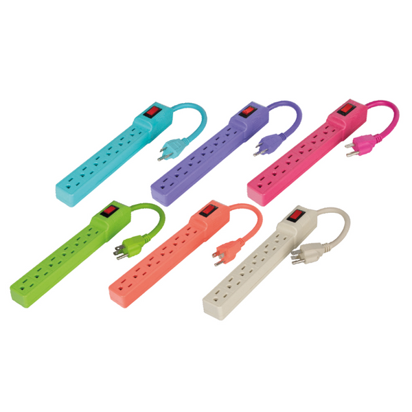 Barra Multicontacto 6 Entradas, Cable 20 CM, 16 AWG, Colores Surtidos 118909 AKZI