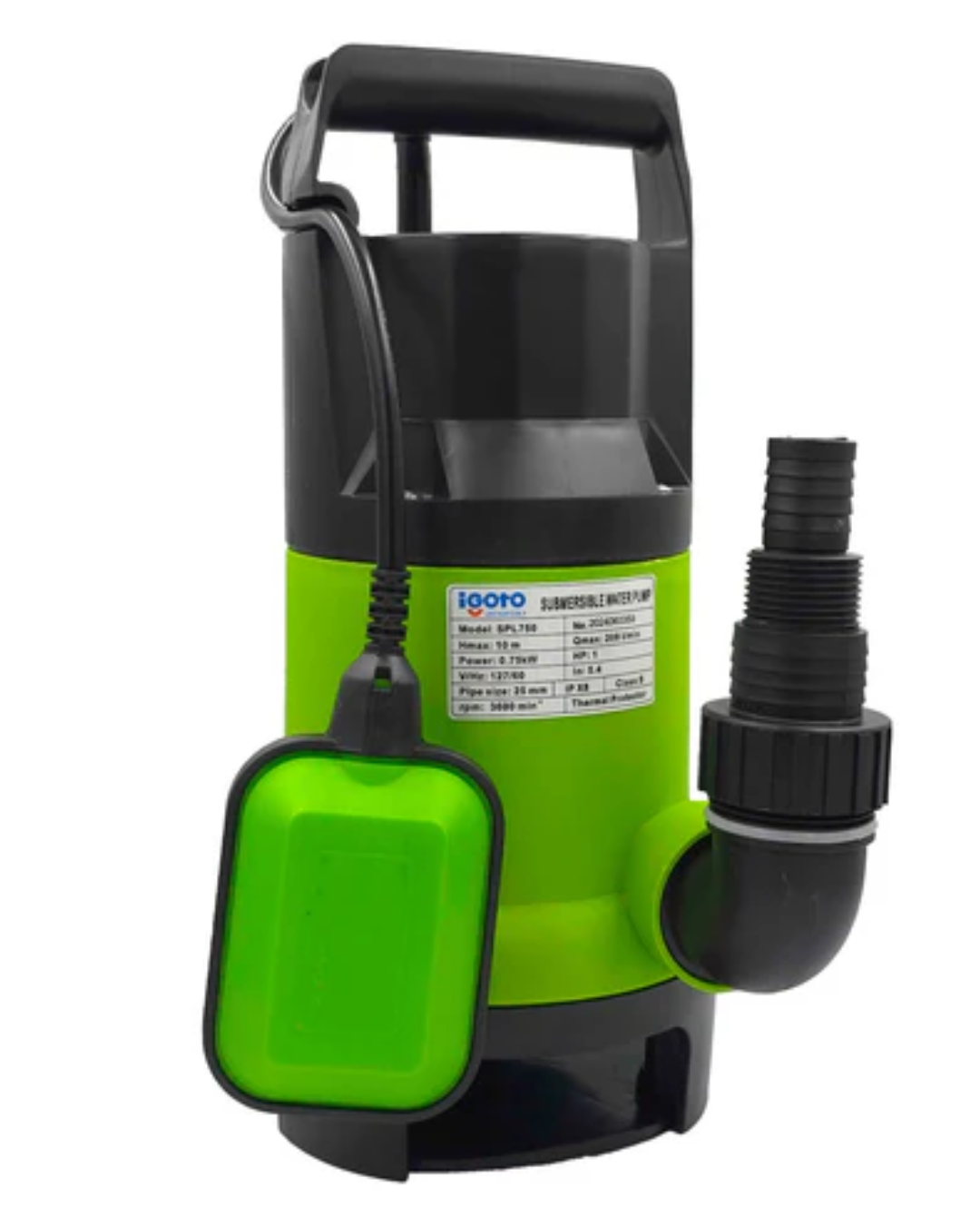 BOMBA SUMERGIBLE PLASTICA 1 HP 750 W IGOTO
