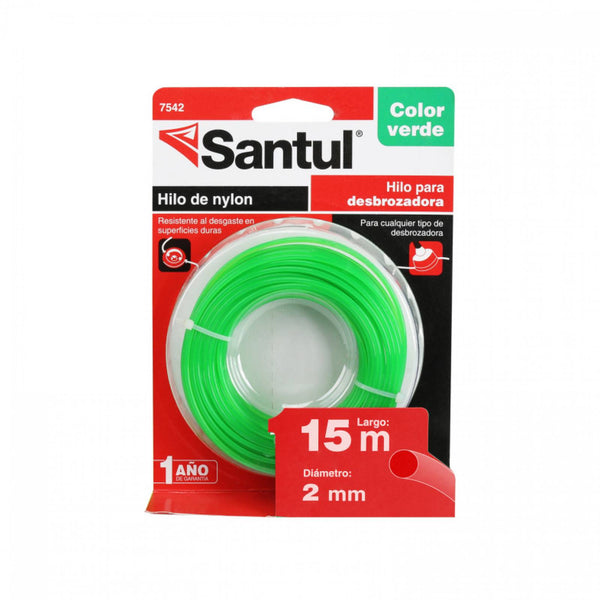 Hilo Redondo para Desbrozadora 2 mm x 15 m Verde Santul