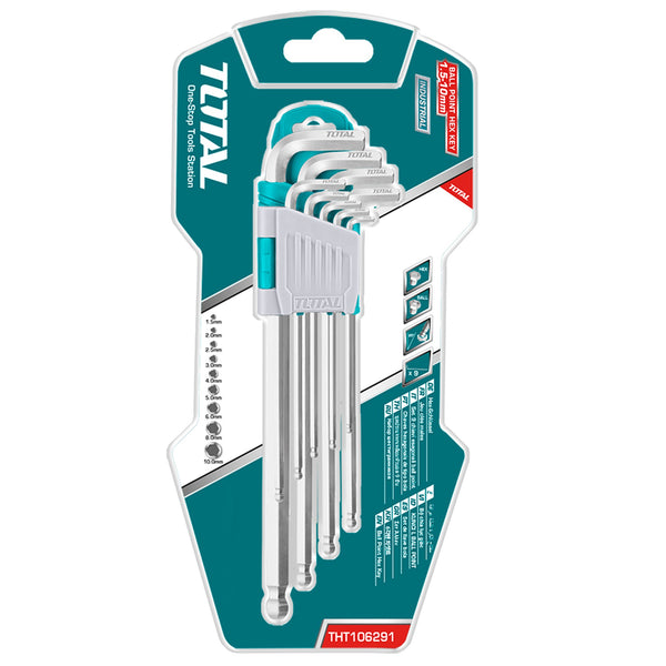 Set De 9 Llaves Hexagonales Largas 619593 Total