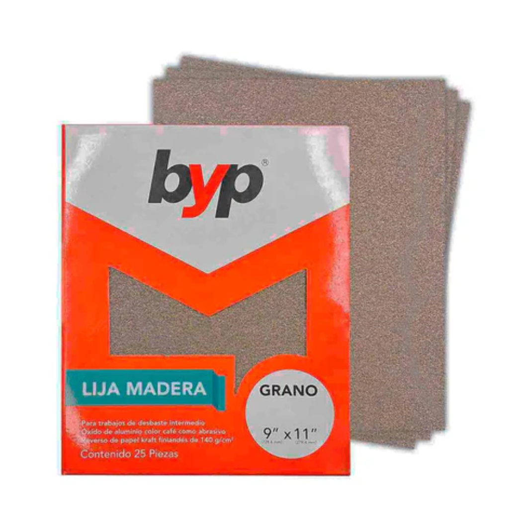 LIJA DE MADERA 9X11 GRANO 60 BYP