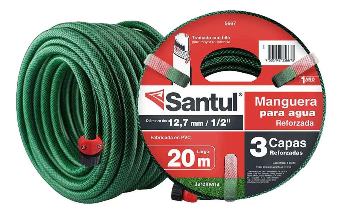 Manguera Reforzada SANTUL - 3 Capas 1/2 pulg  - 20 m