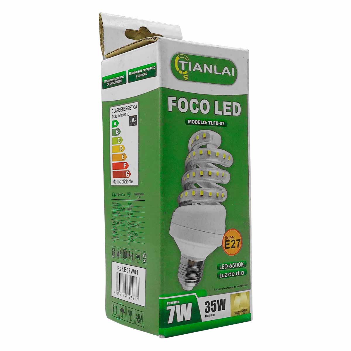 Foco Espiral LED TIANLA - Ahorro y Potencia Versátil 7W