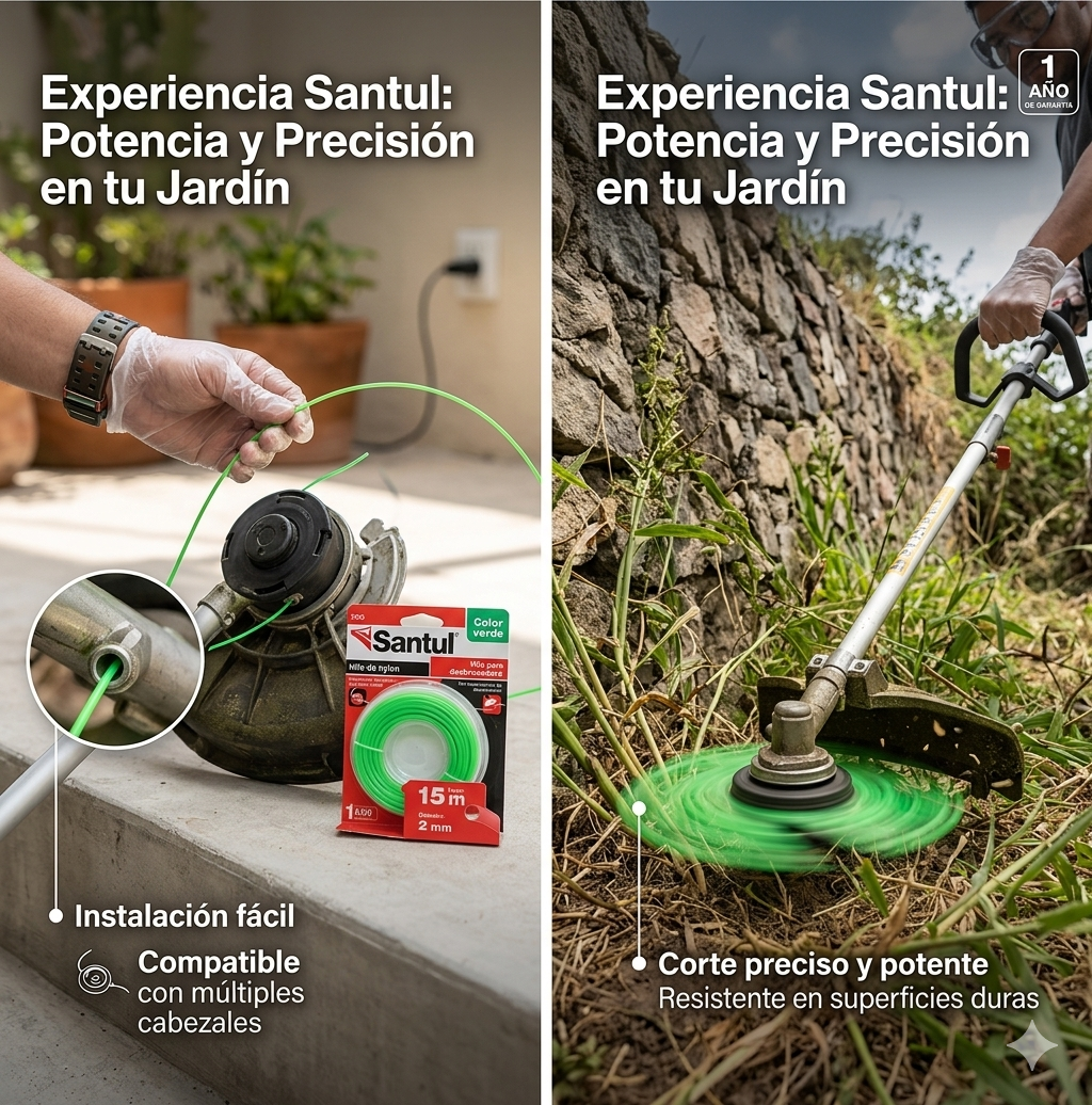 Hilo Redondo para Desbrozadora 2 mm x 15 m Verde Santul