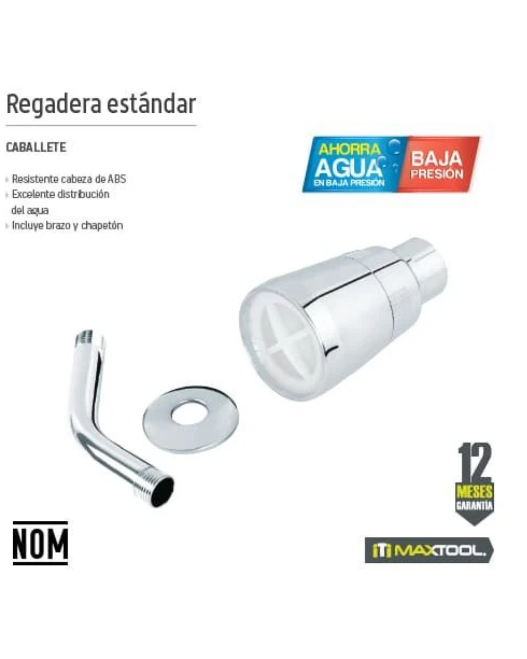 Regadera Estándar Con Brazo Plastico Y Chapetón Maxtool