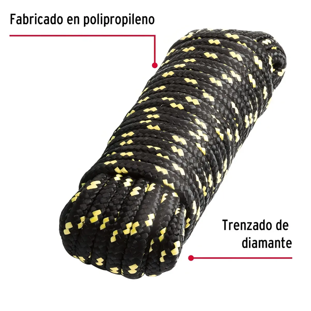 Piola De Polipropileno Trenzada 10MM Color Negro 15M 132605 AKZI