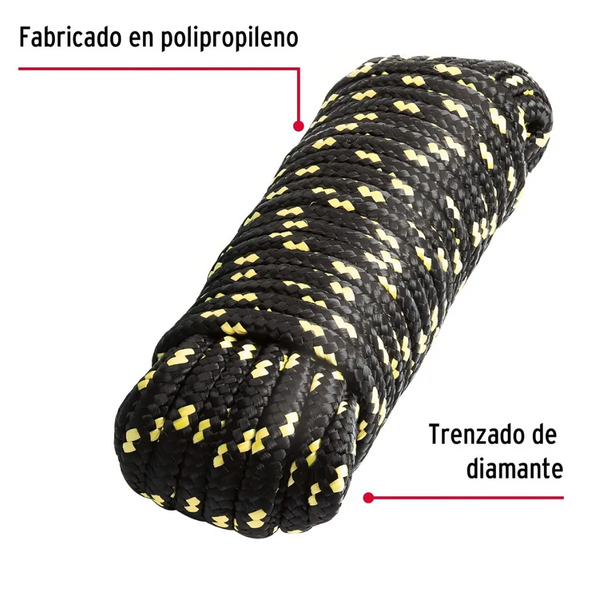 Piola De Polipropileno Trenzada 10MM Color Negro 15M 132605 AKZI