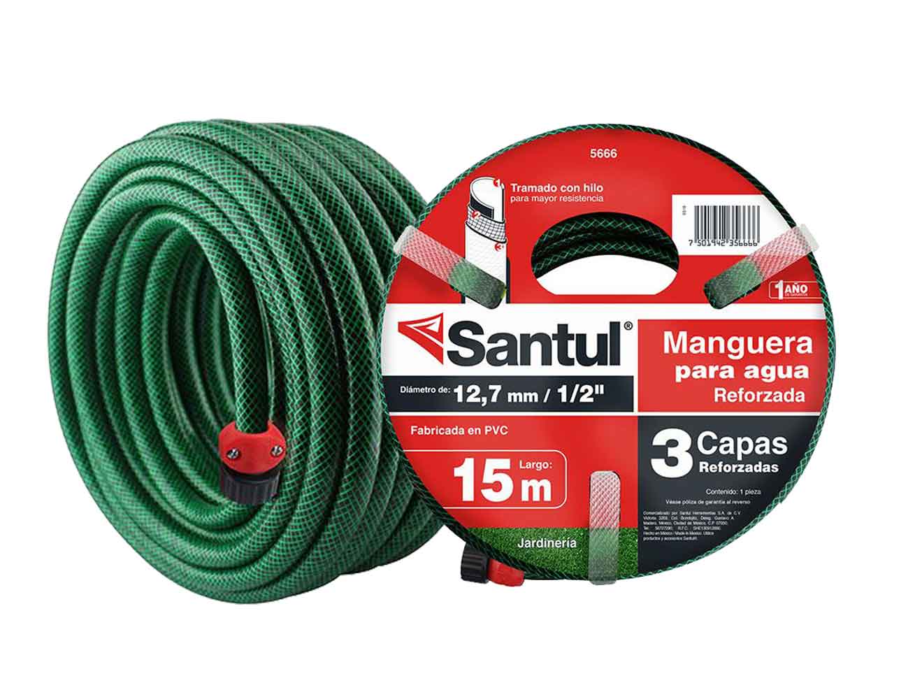 Manguera Reforzada SANTUL - 3 Capas 1/2 pulg - 15 m