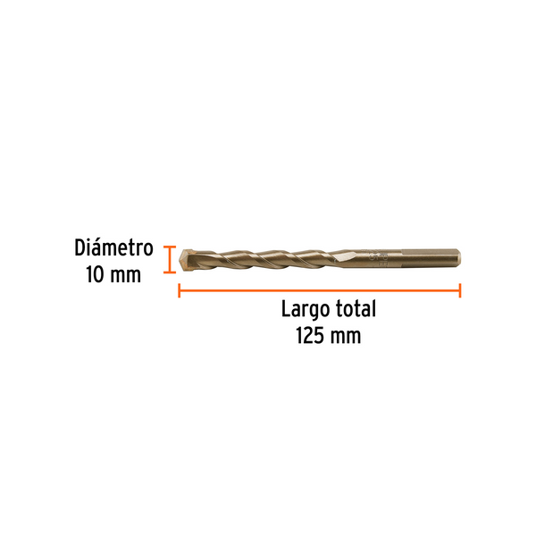 Broca para concreto 10 x 125 mm, Truper, 102348