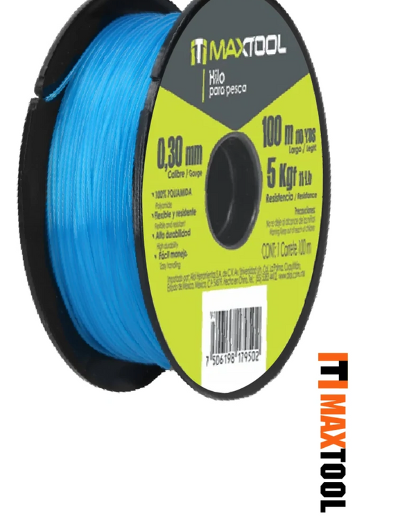 Hilo De Nylon Para Pesca 0.30mm Azul 100m 310061  Maxtool