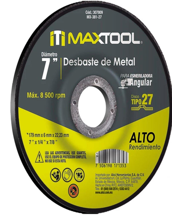 Disco Desbaste De Metal 7 X 6mm Tipo 27 307809 Iti Maxtool