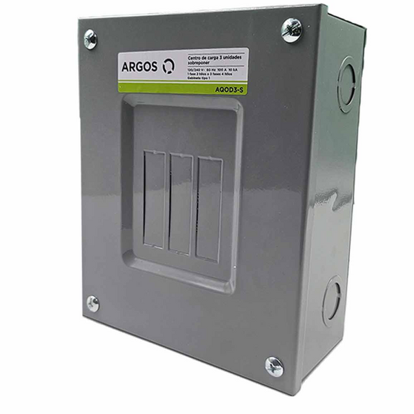 Centro De Carga 3 Unidades Sobreponer 100A 3 Fases 4 Hilos Argos