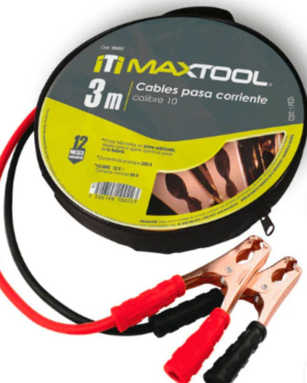 Cable Pasacorriente De 3 Mt Cal 10 Iti Maxtool