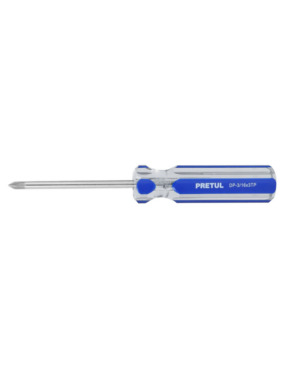 Desarmador de cruz 3/16 x 3 mango de PVC PRETUL 21471