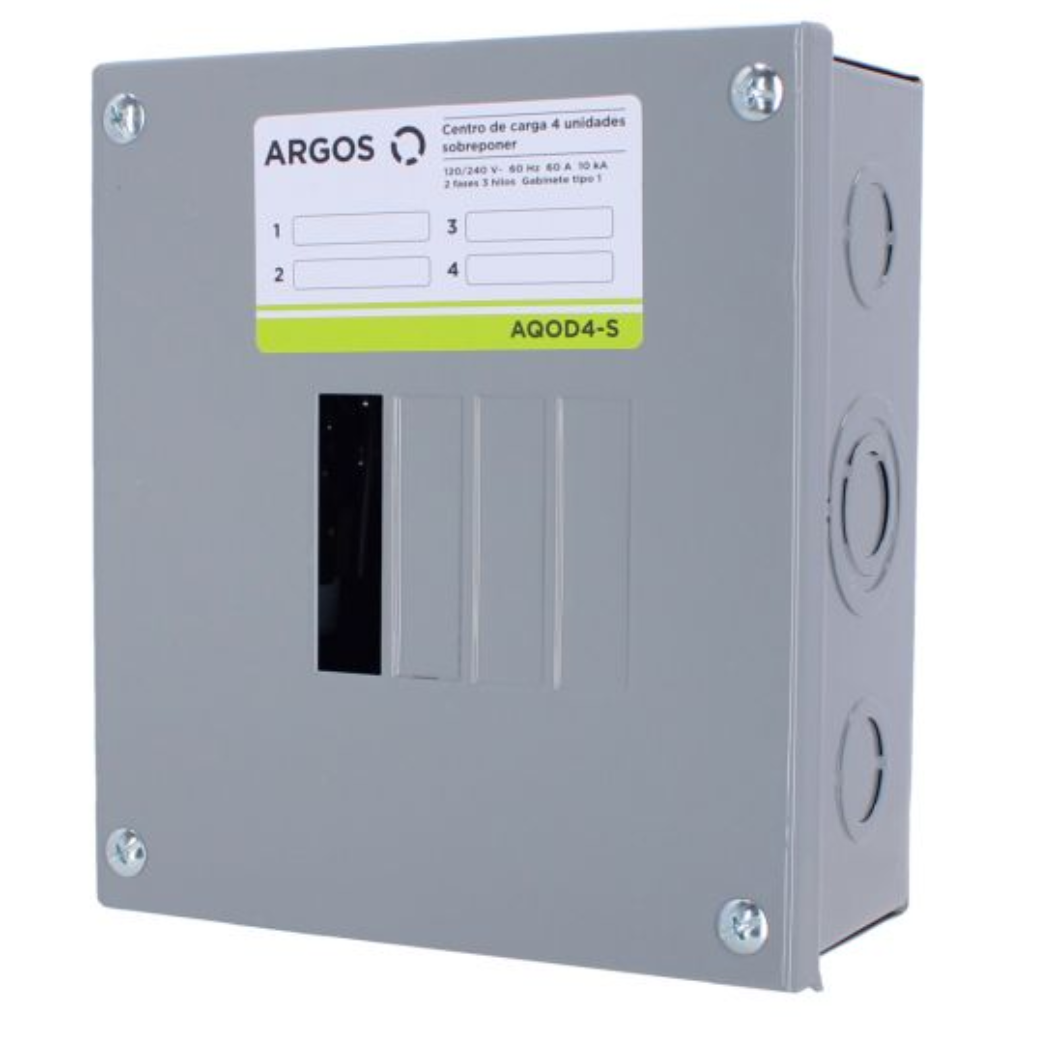 AQOD4-S CENTRO DE CARGA 4 UNIDADES SOBREPONER 60A 2 FASES 3 HILOS ARGOS