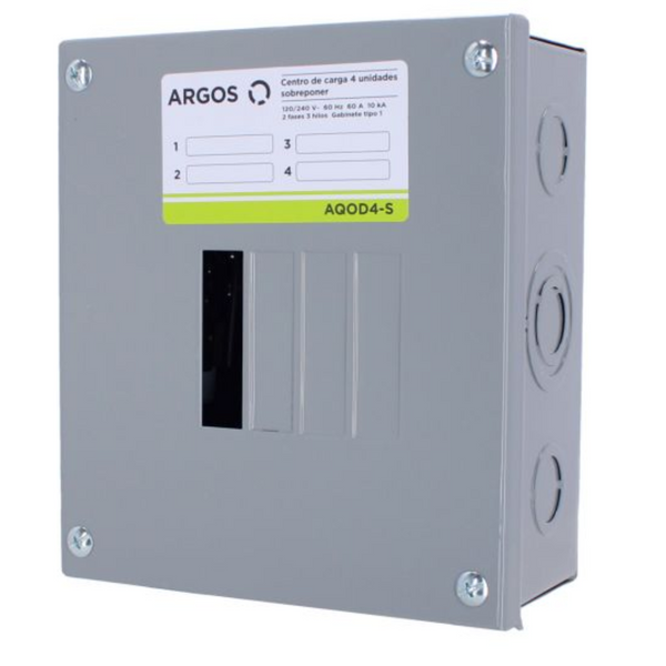 AQOD4-S CENTRO DE CARGA 4 UNIDADES SOBREPONER 60A 2 FASES 3 HILOS ARGOS